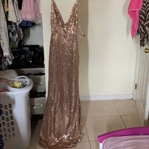 Long gold Sequence Gown